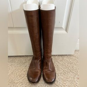 Frye Melissa Button Back Zip Brown Leather Riding Boots Zip-up 76431 size 7.5